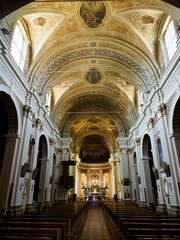 Canvas Print - Gropello Cairoli, old town in Pavia province, Italy. San Giorgio church interior