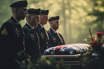 Sticker - AI generated picture military funeral fight for independence