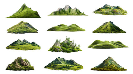 Sticker - PNG green mountain, transparent background