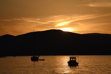 Poster - Sonnenuntergang im Hafen von Sigacik, Türkei