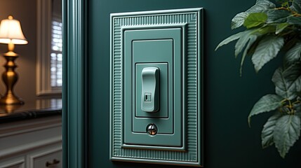 Wall Mural - a functional light switch with a broken appearance