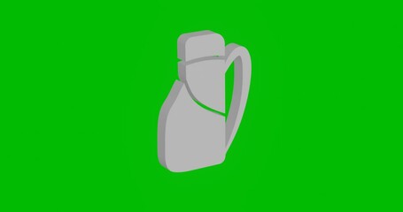 Wall Mural - Animation of rotation of a white travel backpack symbol with shadow. Simple and complex rotation. Seamless looped 4k animation on green chroma key background