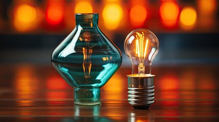 Wall Mural - light bulb on the table