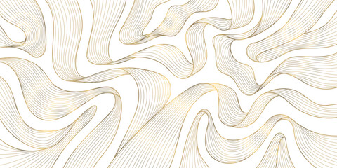 Wall Mural - vector gold on white line wave background, premium wave ribbons illustration. abstract curve graphic
