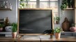 © JovialFox - Blank Chalkboard in Bright Kitchen: Natural Daylight for Cooking Class or Menu Template