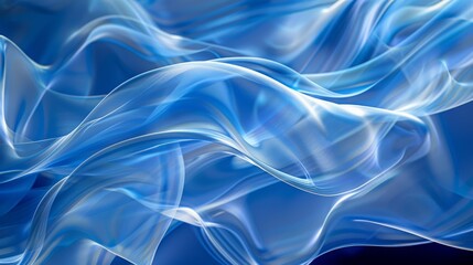 Wall Mural - Flowing Blue Waves Background with Abstract and Ethereal Light Effects