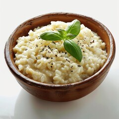 Wall Mural - a bowl of rice with a sprig of basil on top