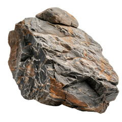 A large rock with a black and brown surface