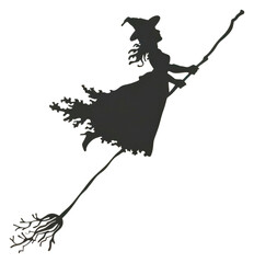 Poster - PNG Silhouette witch flying broomstick