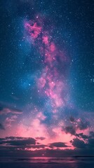 Wall Mural - A beautiful night sky with a pink and blue hue