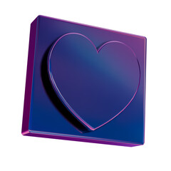 Poster - 3D Neon Retro Icon - healthy blue Heart symbol