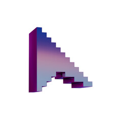 Poster - 3D Neon Retro Icon -  Pixel icon Cursor symbol