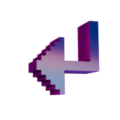 Fototapete - 3D Neon Retro Icon - Pixel icon Arrow symbol