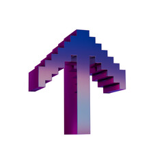 Fototapete - 3D Neon Retro Icon -  Pixel icon Arrow UP symbol