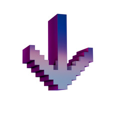 Fototapete - 3D Neon Retro Icon -  Pixel icon Arrow Down symbol