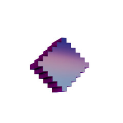 Aufkleber - 3D Neon Retro Icon -  Pixel icon Diamonds symbol