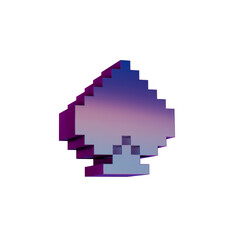 Aufkleber - 3D Neon Retro Icon -  Pixel icon Spades symbol