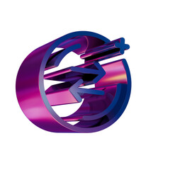 Poster - 3D Neon Retro Icon Coin arrow exchange symbol