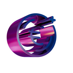 Poster - 3D Neon Retro Icon Euro Coin symbol