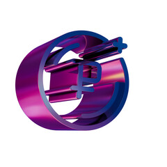 Leinwandbilder - 3D Neon Retro Icon Ruble Coin symbol