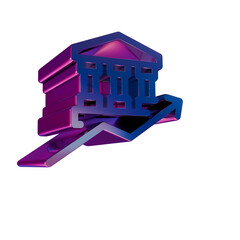 Poster - 3D Neon Retro Icon Bank arrow UP symbol