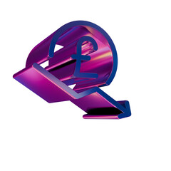Leinwandbilder - 3D Neon Retro Icon Blue Pound Price arrow Down symbol