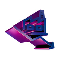 Aufkleber - 3D Neon Retro Icon Blue Factory prices arrow Down symbol