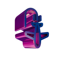 Poster - 3D Neon Retro Icon Blue Economic Crisis airline symbol