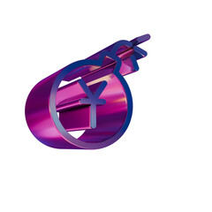 Poster - 3D Neon Retro Icon Blue Yuan bomb symbol
