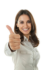 Business woman smiling and showing thumbs up,business approval,transparent background,PNG,clipart.