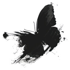 Sticker - PNG Butterfly shape silhouette art smoke pipe.