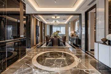 Wall Mural - Luxury hotel lobby with marble floor.