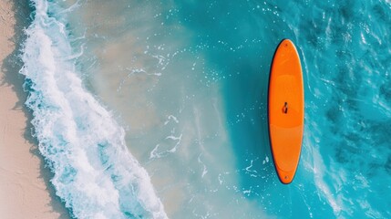 Poster - Orange Paddleboard in Turquoise Water