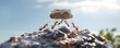 © IBEX.Media - Realistic photo of a group of ants working together to lift a large rock, demonstrating teamwork and collaboration