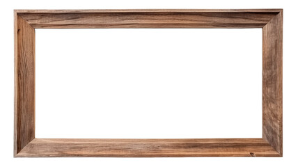 empty brown wooden frame on transparent backgtound.