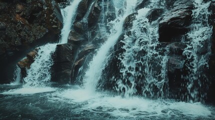 Canvas Print - Waterfalls cascade with untamed grace