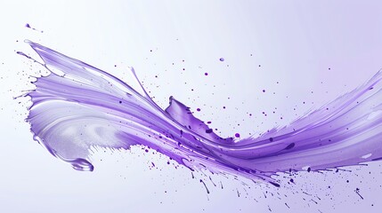 Wall Mural - an abstract purple paint splash with splatters on a light background.