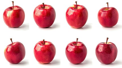 Canvas Print - Eight Red Apples on a White Background