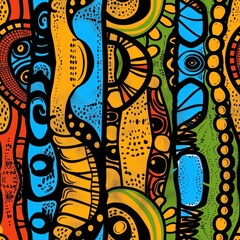 Wall Mural - Vibrant African Inspired Tribal Pattern Artwork