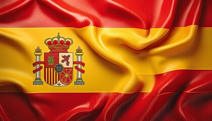 Wall Mural -  waving and shining Spanish flag texture background 