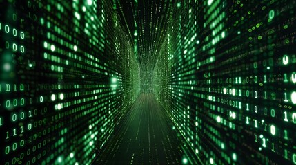 Binary matrix code stream on screen. symbol of computer matrix