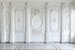 © Rebecca Jestico - Backdrop, vintage, elegant white wall with intricate plaster carvings, against a backdrop of classic marble flooring. Wedding photography.