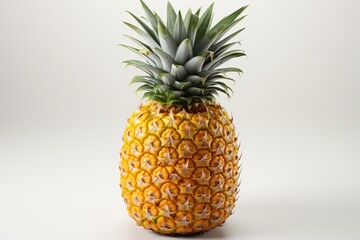 Wall Mural - Fresh organic pineapple isolated on a white background, generative IA