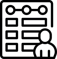 Sticker - Line art icon of project management with businessman standing next to gantt chart