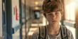 © Lila Patel - Young teen boy sad lonely face at a school