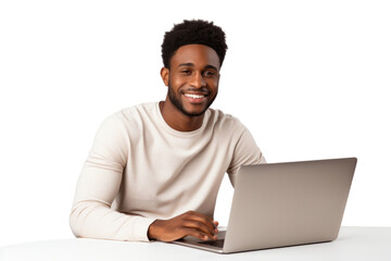 Poster - PNG  Smiling man using laptop