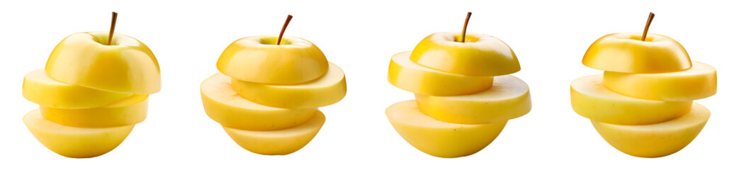 Wall Mural - Sliced Yellow Apples PNG collection 