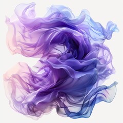 Wall Mural - Abstract flowing silk waves in pink, purple, and blue hues, creating an ethereal and dreamy visual aesthetic on a clean white background.