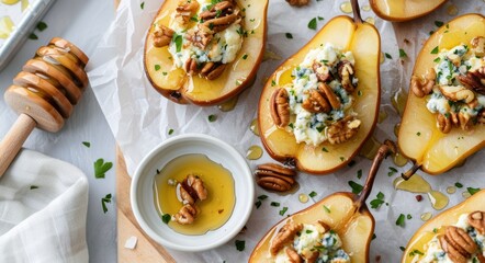 Wall Mural - Baked Pears With Blue Cheese and Pecans