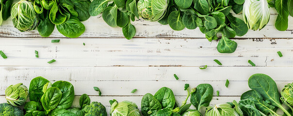 Wall Mural - green salad and green ingredients. fresh design concept on a white background.